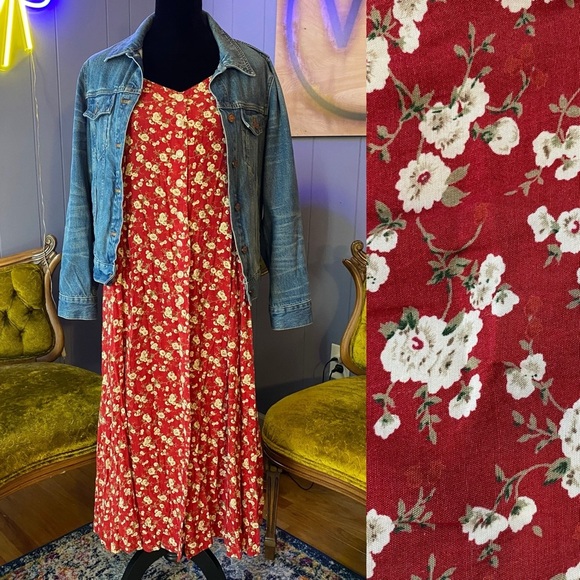 Vintage Dresses & Skirts - Vintage 90s Kathryn Deen New York Floral Button Down Maxi Dress Size L/XL